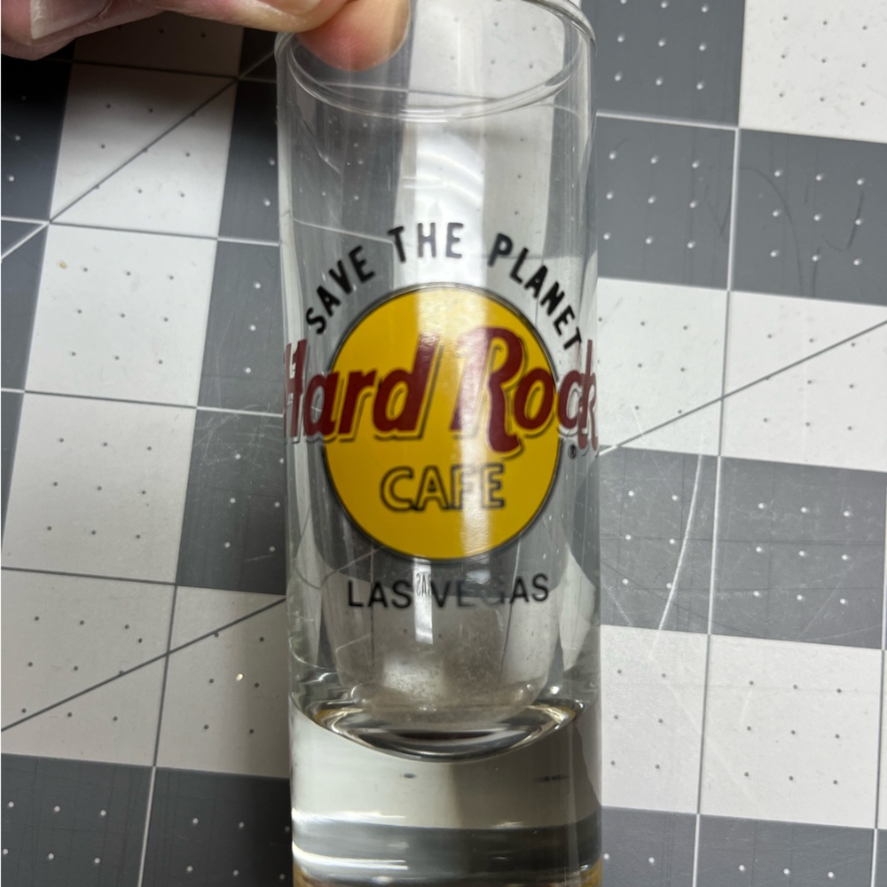 6 Hard Rock Cafe tall shot glasses and 1 Hurricane glass - Picture 3 of 8